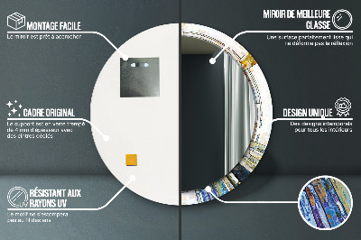 Specchio tondo con decoro Finestra di vetro macchiata astratta