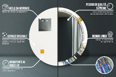 Specchio tondo con decoro Finestra di vetro macchiata astratta