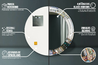 Specchio tondo con decoro Finestra di vetro macchiata astratta