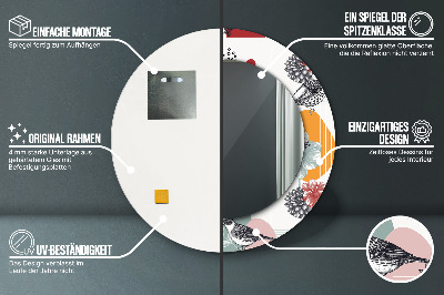 Specchio tondo con decoro Astrazione con gli uccelli