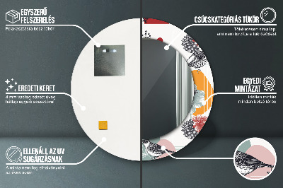 Specchio tondo con decoro Astrazione con gli uccelli