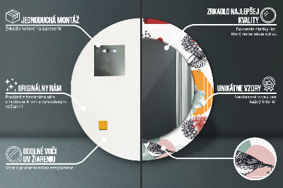 Specchio tondo con decoro Astrazione con gli uccelli