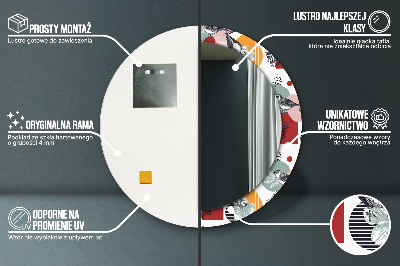 Specchio tondo con decoro Astrazione con gli uccelli
