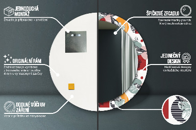 Specchio tondo con decoro Astrazione con gli uccelli