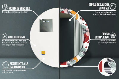 Specchio tondo con decoro Astrazione con gli uccelli