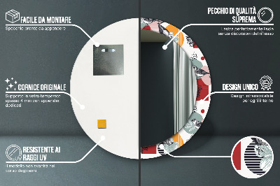 Specchio tondo con decoro Astrazione con gli uccelli