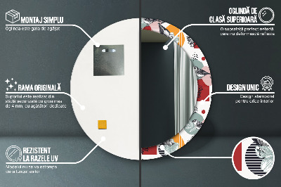 Specchio tondo con decoro Astrazione con gli uccelli