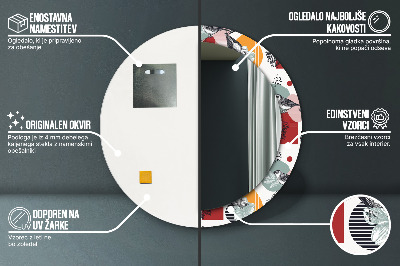 Specchio tondo con decoro Astrazione con gli uccelli