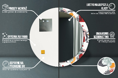 Specchio tondo con decoro Astrazione con gli uccelli