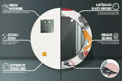 Specchio tondo con decoro Astrazione con gli uccelli
