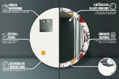 Specchio tondo con decoro Astrazione con gli uccelli