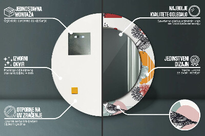 Specchio tondo con decoro Astrazione con gli uccelli