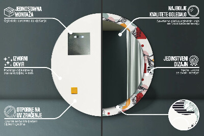 Specchio tondo con decoro Astrazione con gli uccelli