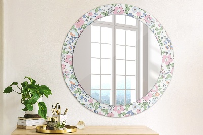 Specchio rotondo cornice con stampa Fiori delicati