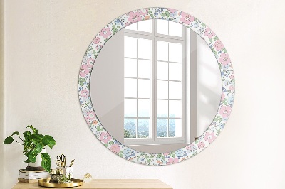 Specchio rotondo cornice con stampa Fiori delicati