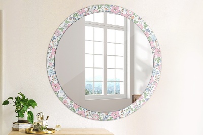 Specchio rotondo cornice con stampa Fiori delicati