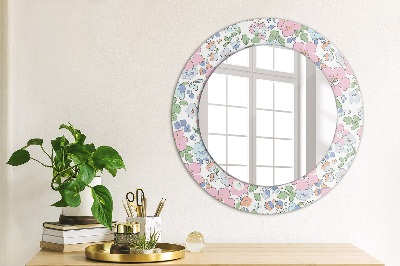 Specchio rotondo cornice con stampa Fiori delicati