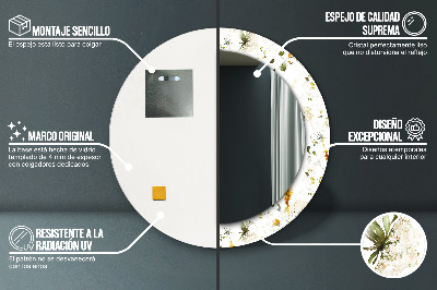 Specchio rotondo cornice con stampa Fiori di campo