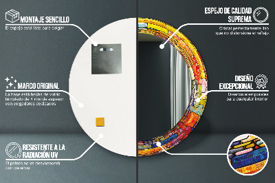 Specchio rotondo cornice con stampa Finestra colorata in vetro colorato