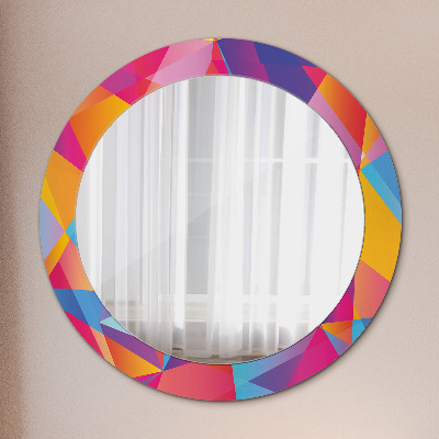 Specchio rotondo cornice con stampa Composizione geometrica