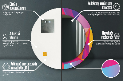 Specchio rotondo cornice con stampa Composizione geometrica