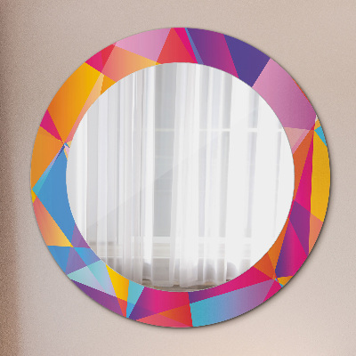 Specchio rotondo cornice con stampa Composizione geometrica