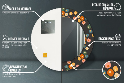 Specchio rotondo cornice con stampa Punti di fiori