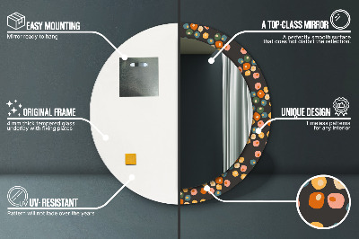 Specchio rotondo cornice con stampa Punti di fiori