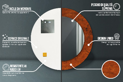 Specchio rotondo stampato Legno naturale