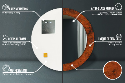 Specchio rotondo stampato Legno naturale