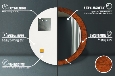 Specchio rotondo stampato Legno naturale