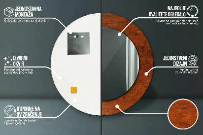 Specchio rotondo stampato Legno naturale