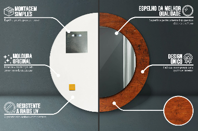 Specchio rotondo stampato Legno naturale