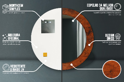 Specchio rotondo stampato Legno naturale