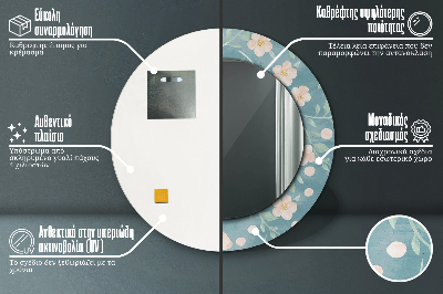 Specchio rotondo stampato Pattern floreale