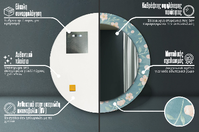 Specchio rotondo stampato Pattern floreale