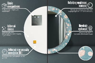 Specchio rotondo stampato Pattern floreale