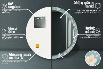 Specchio rotondo stampato Pattern floreale