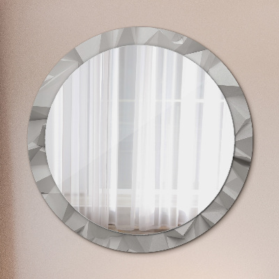 Specchio tondo con decoro Crystal bianco astratto