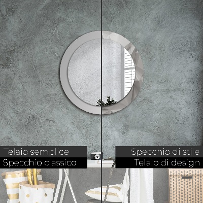 Specchio tondo con decoro Crystal bianco astratto