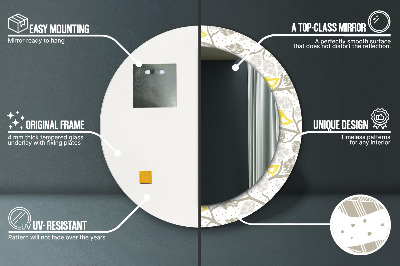Specchio rotondo cornice con stampa Uccelli gialli su rami