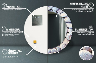 Specchio rotondo cornice con stampa Ruota delle pietre marine