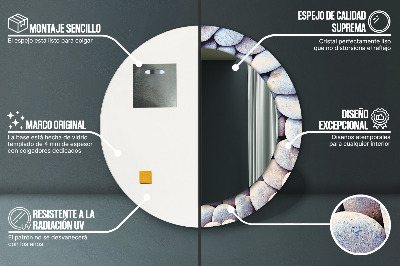 Specchio rotondo cornice con stampa Ruota delle pietre marine