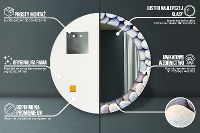 Specchio rotondo cornice con stampa Ruota delle pietre marine