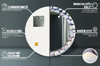 Specchio rotondo cornice con stampa Ruota delle pietre marine