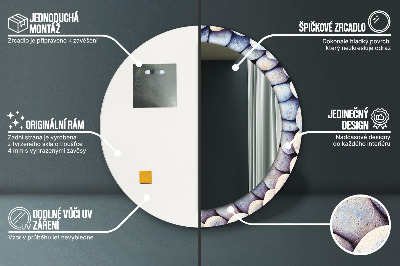 Specchio rotondo cornice con stampa Ruota delle pietre marine