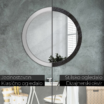 Specchio rotondo cornice con stampa Pietra nera