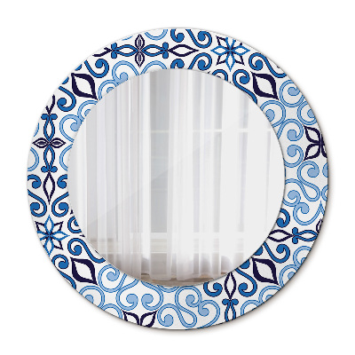 Specchio tondo con decoro Pattern arabo blu