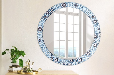 Specchio tondo con decoro Pattern arabo blu