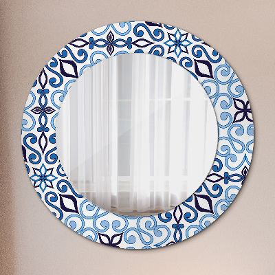 Specchio tondo con decoro Pattern arabo blu